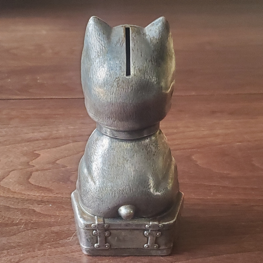 Vintage 1920s Metal Bulldog Dog Coin Bank Silver Plate Denmark - Picture 3 of 9